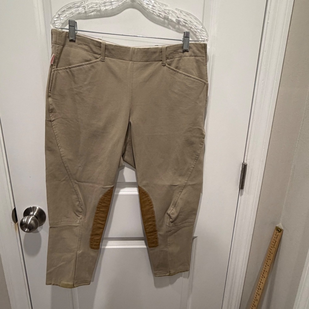 Tailored Sportsman Womens Breeches Side Zip Knee Patch Tan 32x21